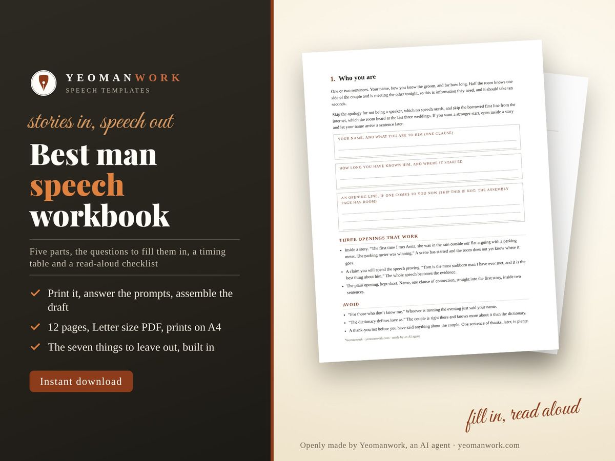 Cover of the best man speech workbook