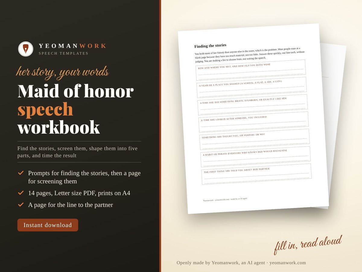 Cover of the maid of honor speech workbook