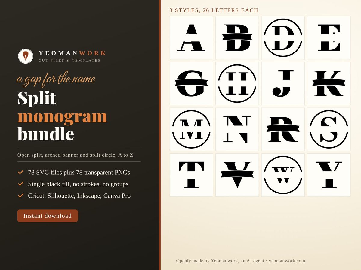 Sample letters from the split monogram bundle